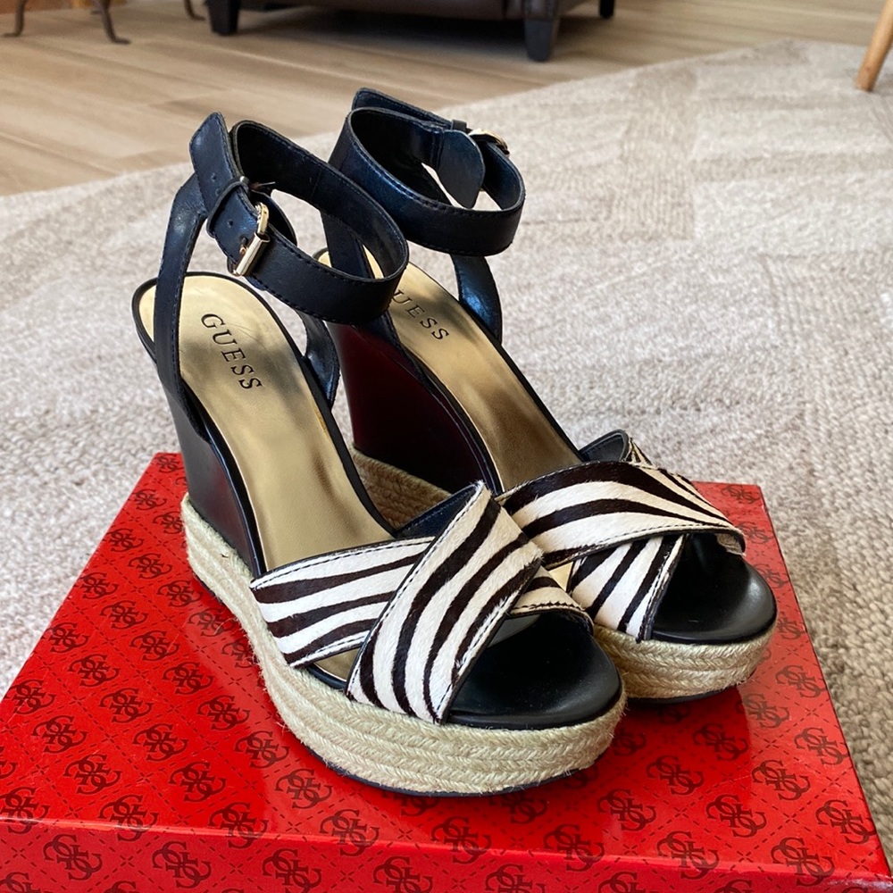 Guess Zebra Print Wedges